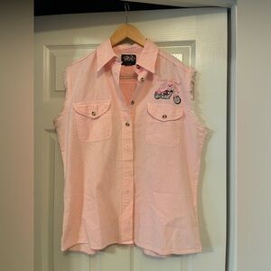 Biker Design Ladies Pink Biker Design Top